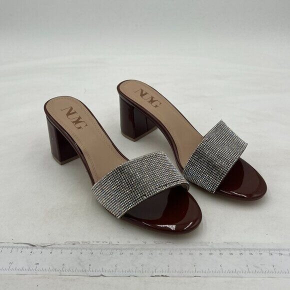 Womens Sparkly Sandals Rhinestone Flip Flop Shoes for Women,Chunky Heel Sandals - Picture 3 of 7